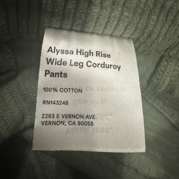 Reformation Olive Wide Leg Pants - Picture 3 of 5